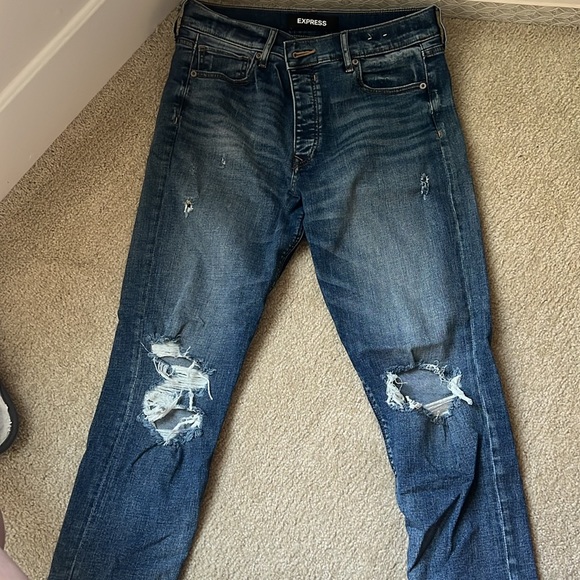 Express Vintage High-Rise Ripped Skinny Jeans Size 8 - Picture 4 of 6